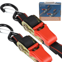 Load image into Gallery viewer, Seamander Ratchet Straps-Heavy Duty 1 inch x 30 inch Boat Transom Straps for Boat Trailer, Pontoon, Jetboat, Sea Doo, Bass Boat, Sailboat and More Vinyl Coated S-Hooks with Safety Cilps
